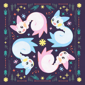 4others alternate_color black_background black_eyes gen_4_pokemon leaf leaf_background multiple_others nintendo no_humans open_mouth pachirisu pine_tree pokemon pokemon_(creature) roy_(pixiv992911) shiny_pokemon sparkle_background tail tree