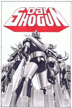 alex_ross building choudenji_robo_combattler_v clenched_hand combattler_v_(robot) commentary crossover daikuu_maryuu_gaiking daimos danguard_ace english_commentary gaiking gaiking_the_great great_mazinger great_mazinger_(robot) grendizer holding holding_sword holding_weapon horns looking_up mazinger_(series) mecha mecha_focus monochrome multiple_crossover no_humans raideen_(mecha) raideen_(series) robot science_fiction shogun_warriors skyscraper spot_color super_robot sword toushou_daimos ufo_robo_grendizer wakusei_robo_danguard_ace weapon yuusha_raideen