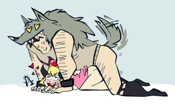 arm_hair beowulf_(skullgirls) hat magnagallina nurse nurse_cap patty_(skullgirls) sex skullgirls socks tail tail_wagging wrestling_outfit