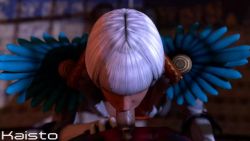 1boy 1girl 20s 3d animated artist_name blender_(medium) blue_feathers bob_cut breasts capcom cross-laced_clothes cross-laced_leotard dark-skinned_female dark_skin devil_may_cry devil_may_cry_(series) devil_may_cry_4 disguise elbow_gloves epaulettes erection eye_contact feather_trim feathers fellatio fictional_persona girl_on_top gloria_(devil_may_cry) gloves glowing glowing_eyes green_eyes hetero interior kaisto large_breasts leotard looking_at_another looking_at_viewer looping_animation lying nude on_back oral penis pov short_hair shoulder_pads solo_focus trish_(devil_may_cry) uncensored video white_gloves white_hair white_leotard