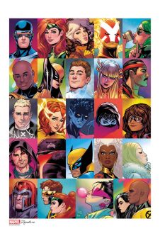 Rule 34 | 6+boys, 6+girls, bald, black facial hair, black hair, black sclera, blonde hair, blue eyes, blue skin, brother and sister, brothers, brown hair, character name, chewing gum, colored sclera, colored skin, commentary, company name, cowl, cryokinesis, cyclops (x-men), dark-skinned female, dark-skinned male, dark skin, demon tail, dual persona, earrings, emma frost, english commentary, eye mask, facial hair, father and child, father and daughter, firestar (marvel), forge (x-men), gambit, gloves, green eyes, green hair, havok, headband, hellfire gala, helmet, highres, husband and wife, iceman (x-men), index finger raised, intangible, jean grey, jewelry, jubilee, juggernaut (x-men), kamala khan, kitty pryde, lightning bolt earrings, lightning bolt symbol, long hair, lorna dane, magik's crown, magik (x-men), magneto, marvel, marvel girl, mask, matt wilson, mature male, multicolored hair, multiple boys, multiple girls, nightcrawler, no pupils, official art, orange hair, parent and child, pink-tinted eyewear, polaris (x-men), ponytail, portrait, red eyes, red headband, red helmet, rimless eyewear, rogue (x-men), russell dauterman, scott summers, short hair, siblings, storm (x-men), streaked hair, sunfire (x-men), sunglasses, synch (x-men), tail, talon (x-men), tinted eyewear, upper body, western comics (style), white hair, white streaks, wolverine (x-men), x-23, x-men, x-uniform, yellow gloves, yellow sclera