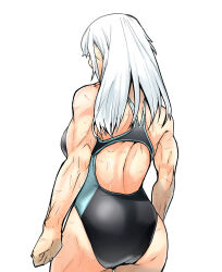 Rule 34 | 1girl, ass, backless outfit, from behind, fujita kakuji, muscular, muscular female, scar, swimsuit