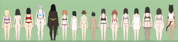 6+girls absurdres akane_(kuzukago_bitchmaker) animal_ears ass ass_focus bare_shoulders black_hair blonde_hair blue_bra blush bra breasts breasts_out brown_eyes brown_hair byakuya_(kuzukago_bitchmaker) closed_mouth colored_skin completely_nude dark-skinned_female dark_skin elvira_vikander flat_chest from_behind full_body green_background grey_bra height_chart height_difference highres houjiro_towako_(kuzukago) houjiro_yoriko_(kuzukago) huge_areolae huge_breasts kuzukago_(bitchmaker) kyokuya_(kuzukago_bitchmaker) large_areolae large_breasts long_hair looking_at_viewer lucie_(kuzukago_bitchmaker) medium_breasts medium_hair momo_(kuzukago_bitchmaker) multiple_girls nude open_mouth orange_hair original pale_skin pink_bra plump purple_bra red_bra red_hair reference_sheet rinne_(kuzukago_bitchmaker) rosemary_cox sagging_breasts short_hair shortstack simple_background small_breasts smile standing straight_hair tagme tail tank_top topless_female towako_(kuzukago_bitchmaker) tsukiya_(kuzukago_bitchmaker) ume-chan_(kuzukago_bitchmaker) underwear very_long_hair viola_vikander white_hair white_skin white_tank_top yoriko_(kuzukago_bitchmaker) yukiya_(kuzukago_bitchmaker)