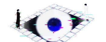 2boys absurdres black_coat black_hair blue_eyes close-up coat faceless facing_another glitch highres kim_dokja male_focus multiple_boys omniscient_reader&#039;s_viewpoint open_clothes open_coat roellm short_hair standing white_coat yoo_joonghyuk