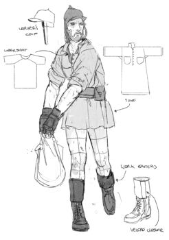 1boy beret computer diagram english_text full_body greyscale hat holding holding_laptop laptop male_focus monochrome original solo whaleoil white_background