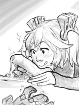 1boy 1girl aftersex blush burnice_white calamari_cakes cum cum_on_body cum_on_stomach cum_string gloves greyscale hair_ornament licking_lips lighter_(zenless_zone_zero) looking_at_penis monochrome penis pubic_hair ruined_orgasm short_twintails simple_background tongue tongue_out twintails uncensored upside-down_penis zenless_zone_zero