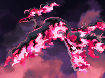 animal_focus beak bird blue_eyes blue_sclera closed_mouth colored_sclera fiery_hair fiery_wings fire fusenryo galarian_form galarian_moltres gen_8_pokemon legendary_pokemon nintendo no_humans pink_fire pokemon pokemon_(creature) pokemon_focus solo talons wings