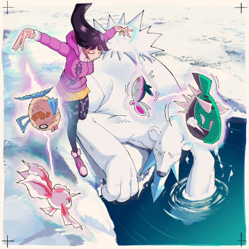 anger_vein basculin beartic closed_eyes coat feebas finneon fish fishing frozen frozen_lake fur_collar gen_1_pokemon gen_3_pokemon gen_4_pokemon gen_5_pokemon goldeen highres hood hoodie how_long jacket leg_lift leggings long_hair nintendo pink_shoes pokemon pokemon_(creature) pokemon_rgby psychic purple_hair ripples sabrina_(pokemon) shoes snow telekinesis water winter winter_clothes winter_coat