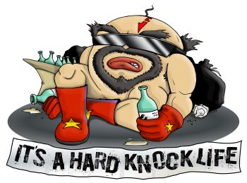 absurdres beard digimon facial_hair garbage glasses gloves highres nanimon star_(symbol) teeth