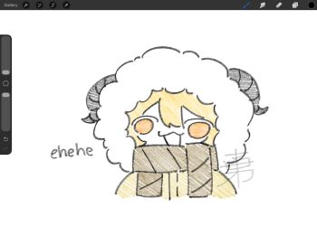 1girl art_program_in_frame blonde_hair don_quixote_(project_moon) fur_hood heishou_pack-wei_branch_(identity)_(project_moon) highres horns jacket limbus_company project_moon scarf sheep_horns solo yellow_eyes yellow_jacket yongsa_(ishmaelenjoyer)