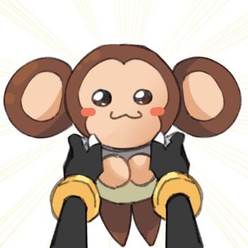 1girl aile_(mega_man_zx) blush_stickers crossover data_(mega_man) ghosty_entity holding in-franchise_crossover looking_at_viewer mega_man_(series) mega_man_legends_(series) mega_man_zx monkey non-humanoid_robot pov robot robot_animal simple_background sketch white_background