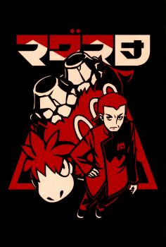 1boy absurdres black_background camerupt closed_mouth commentary english_commentary gen_3_pokemon hand_on_own_hip highres limited_palette long_sleeves male_focus maxie_(pokemon) nc_empire_(circle) nintendo nostrils official_art pokemon pokemon_(creature) pokemon_rse red_theme short_hair simple_background standing team_magma third-party_source v-shaped_eyebrows