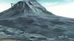 2boys ace_(dinosaur_king) animated anime_screenshot blonde_hair blue_eyes brown_hair dinosaur_king earthquake eruption gabu_(dinosaur_king) highres kodai_ryuuta multiple_boys purple_eyes rex_owen sound video volcano