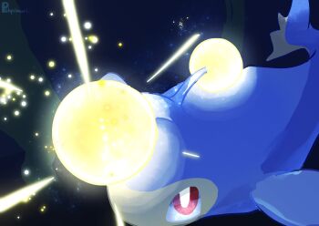 animal_focus fish gen_2_pokemon highres lanturn nintendo no_humans pokemon pokemon_(creature) pokemon_focus polynimuri red_eyes solo tail underwater