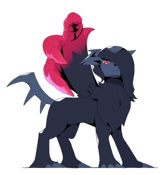 absol animal_focus asymmetrical_horns black_fur black_hair body_fur bright_pupils claws closed_mouth full_body gen_3_pokemon hair_over_one_eye highres horns looking_at_viewer mega_absol_z mega_pokemon nintendo no_humans one_eye_covered pokemon pokemon_(creature) pokemon_focus psaber97 red_eyes red_wings simple_background solo tail uneven_horns white_background white_pupils wings