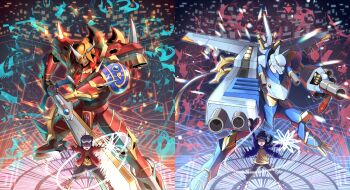 agnimon arbormon armor blitzmon blizzarmon bolgmon calamaramon chackmon digimon digimon_frontier evolution fairimon fusion garummon gigasmon grottemon gun highres horns kaisergreymon kaiserleomon kanbara_takuya louwemon magnagarurumon mercuremon minamoto_kouji petaldramon ranamon red_eyes sephirothmon shutumon spirit_evolution sword vritramon weapon wolfmon