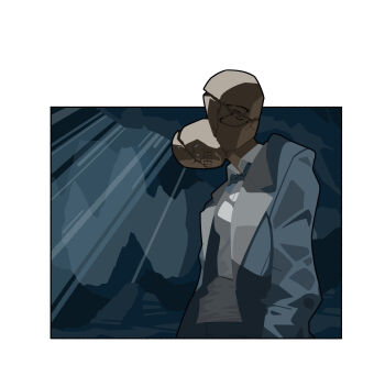 1boy absurdres blue_archive blue_bow blue_bowtie blue_suit bow bowtie collared_shirt commentary_request formal_clothes highres long_sleeves maestro_(blue_archive) male_focus multiple_heads shirt solo suit toucho3691 white_shirt