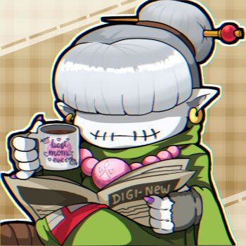 Rule 34 | babamon, claws, digimon, digimon (creature), jewelry, necklace, old, old woman, pointy ears, smile, solo