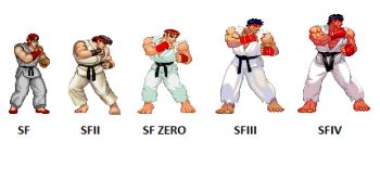 1980s_(style) 1990s_(style) auburn_hair capcom evolution lowres muscular oldschool pixel_art red_hair retro_artstyle ryu_(street_fighter) short_hair street_fighter street_fighter_1 street_fighter_ii_(series) street_fighter_iii_(series) street_fighter_iv_(series) street_fighter_zero_(series)