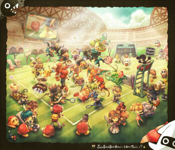 >_< 00s 4girls 6+boys angry baseball_cap blonde_hair blooper_(mario) blue_eyes blue_hair bob-omb boo_(mario) bound bowser bracer brown_hair captain_falcon chain_chomp chainchomp charizard chibi child closed_eyes cloud coat crossover crown day diddy_kong donkey_kong donkey_kong_(series) dress english_text everyone f-zero facial_hair falco_lombardi family_computer_robot fire_emblem fire_emblem:_mystery_of_the_emblem fire_emblem:_path_of_radiance flying fox_mccloud game_&amp;_watch ganondorf gen_1_pokemon gen_4_pokemon goggles green_eyes hair_ornament hat headband helmet highres ice_climber ice_climbers ike_(fire_emblem) ivysaur jacket jigglypuff jumping kid_icarus king_dedede kirby kirby_(series) koopa_troopa lakitu link long_hair lucario lucas_(mother_3) luigi mario_(series) mario_tennis marth_(fire_emblem) mask meta_knight metal_gear_(series) metal_gear_solid metroid monkey mother_(series) mother_2 mother_3 mr._game_&amp;_watch multiple_boys multiple_girls mustache ness_(mother_2) nintendo olimar one_eye_closed pikmin_(creature) pikmin_(series) pit_(kid_icarus) poke_ball poke_ball_(basic) pokemon pokemon_(creature) pokemon_frlg power_suit_(metroid) princess_daisy princess_peach princess_zelda racket red_(pokemon) red_(pokemon_frlg) red_hair samus_aran short_hair shorts shy_guy skirt sky sleeping solid_snake sonic_(series) sonic_the_hedgehog squirtle star_(symbol) star_fox sui_(petit_comet) super_mario_land super_smash_bros. tennis_court tennis_daisy tennis_peach tennis_racket the_legend_of_zelda the_legend_of_zelda:_twilight_princess tied_up_(nonsexual) toad_(mario) tongue toon_link varia_suit waddle_dee waddle_doo waluigi wario warioware wiggler wings wink wolf_o'donnell yoshi