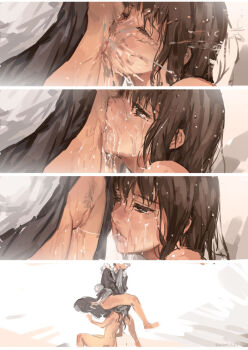 10s 2girls bad_id bad_pixiv_id brown_hair cleft_of_venus clitoral_stimulation close-up closed_eyes clothed_female_nude_female comic cunnilingus dress evil_grin evil_smile female_ejaculation female_orgasm female_pubic_hair femdom glasses grin hjl long_hair maid maid-chou_(maoyuu) maid_ane_(maoyuu) maoyuu_maou_yuusha multiple_girls no_panties nude opaque_glasses oral orgasm pubic_hair pussy pussy_juice pussy_juice_trail smile uncensored yuri