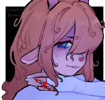 Rule 34 | 1girl, alien stage, animal ears, artist name, blonde hair, blue eyes, bridal gauntlets, commentary, deer ears, deltarune, derivative work, english commentary, foxtailedfennec, hair over one eye, heart, highres, jewelry, long hair, noelle holiday, noelle holiday (dark world), parted lips, ring, solo, soul (deltarune), tears, utdr (toby fox)