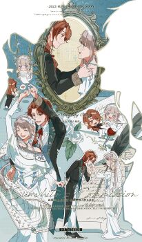 absurdres dress flat_color formal_clothes highres jewelry mirror multiple_views profile suit wedding_dress xiabai yukikaze_(azur_lane) yukikaze_(sovereign_of_the_swing)_(azur_lane)