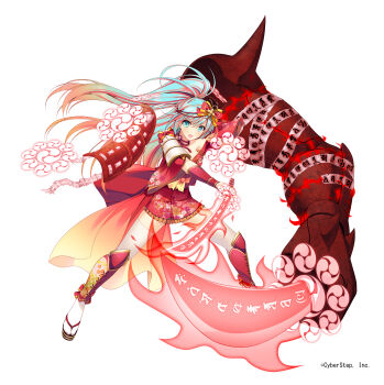 &gt;:o 1girl :o blue_eyes blue_hair breasts cleavage female_focus high_ponytail highres holding japanese_clothes katana lolita_fashion long_hair looking_at_viewer matching_hair/eyes miyamoto_musashi_(onigiri) onigiri_(mmorpg) open_mouth ponytail ruton-niki siddham simple_background solo sword thighhighs tomoe_(symbol) v-shaped_eyebrows wa_lolita weapon white_background white_thighhighs zettai_ryouiki