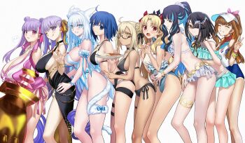 6+girls ;q ahoge animal_ears aora aqua_bikini aqua_skirt artoria_pendragon_(fate) bare_shoulders bb_(fate) bb_dubai_(fate) bikini black_bikini black_dress black_hair black_tiara blonde_hair blue_eyes blue_hair blue_leotard blue_one-piece_swimsuit blush bow braid breasts brown_eyes brown_hair c.i.e.l_(fate) cat_ears cat_girl cat_tail chain ciel_(tsukihime) cleavage clothing_cutout cocktail_dress colored_inner_hair competition_swimsuit cross cross_necklace curry curry_rice dark-skinned_female dark_skin detached_collar dobrynya_nikitich_(fate) dobrynya_nikitich_(swimsuit_lancer)_(second_ascension)_(fate) dress ereshkigal_(fate) eyeliner fate/extra fate/grand_order fate_(series) food frilled_bikini frilled_one-piece_swimsuit frills fur_collar glasses gold_chain grey_eyes hair_bow hair_bun hair_over_one_eye hair_ribbon hairband hat high_ponytail highleg highleg_leotard highleg_one-piece_swimsuit highres holding holding_plate huge_breasts jacket jewelry kishinami_hakuno_(female) large_breasts latin_cross leotard lineup long_hair long_sleeves looking_at_viewer makeup medium_breasts medium_hair miniskirt mole mole_under_eye multicolored_hair multicolored_leotard multiple_girls mysterious_executor_c.i.e.l_(fate) mysterious_heroine_xx_alter_(fate) necklace one-piece_swimsuit one_eye_closed open_mouth parted_bangs passionlip_(fate) passionlip_(swimsuit_saber)_(first_ascension)_(fate) pink_bikini pink_eyes pink_jacket pink_ribbon plate ponytail purple_eyes purple_hair red_eyes ribbon rice short_hair shoulder_cutout side_slit sidelocks skirt small_breasts smile ereshkigal_(swimsuit_beast)_(fate) swimsuit tail tan tenochtitlan_(fate) tenochtitlan_(swimsuit_mooncancer)_(fate) tenochtitlan_(swimsuit_mooncancer)_(first_ascension)_(fate) thighlet thighs tiara tongue tongue_out tsukihime tsukihime_(remake) two-tone_leotard two-tone_one-piece_swimsuit two-tone_swimsuit two_side_up v very_long_hair visor_cap white_bikini white_hair white_leotard white_one-piece_swimsuit xu_fu_(fate) xu_fu_(swimsuit_avenger)_(second_ascension)_(fate) yellow_eyes yellow_ribbon