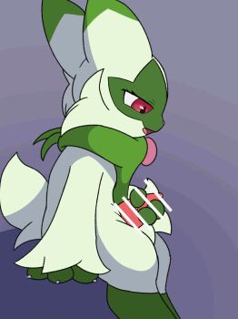 1boy animal_ears animal_penis animated animated_gif artist_request bar_censor cat_boy cat_ears censored claws erection floragato furry furry_male gen_9_pokemon green_fur male_focus male_masturbation masturbation nintendo open_mouth penis pink_eyes pokemon pokemon_(creature) precum sitting solo