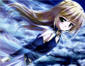 1girl bekkankou blonde_hair candid female_focus game_cg green_eyes solo tagme wreathlit_noel yoake_mae_yori_ruri_iro_na aged_down