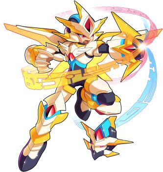 1boy absurdres android arm_cannon armor biometal bodysuit commission copy_x_(mega_man) copy_x_(mega_man)_(cosplay) cosplay forehead_jewel full_body helmet highres leg_up mechanical_wings mega_man_(series) mega_man_zero_(series) mega_man_zx red_eyes redesign simple_background tagme ultimatemaverickx weapon white_armor white_background white_helmet wings