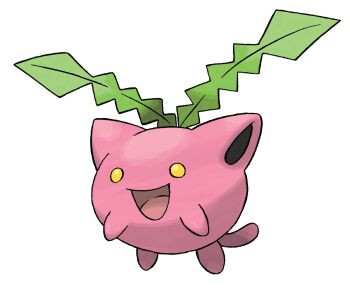 :d full_body gen_2_pokemon highres hoppip nintendo no_humans official_art open_mouth pokemon pokemon_(creature) pokemon_focus pokemon_hgss smile solo sugimori_ken third-party_source transparent_background yellow_eyes