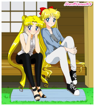 adult_swim aino_minako bishoujo_senshi_sailor_moon bishoujo_senshi_sailor_moon_r bishoujo_senshi_sailor_moon_r:_the_movie bishoujo_senshi_sailor_moon_s bishoujo_senshi_sailor_moon_s_the_movie:_kaguya-hime_no_koibito bishoujo_senshi_sailor_moon_supers bishoujo_senshi_sailor_moon_supers_the_movie:_sailor_9_senshi_shuuketsu!_black_dream_hole_no_kiseki blonde_hair blue_eyes on_porch outdoors pants porch sandals shirt shoes starmvenus toei_company toonami tsukino_usagi viz_media