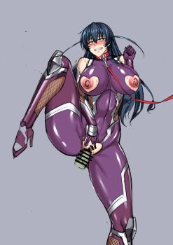 1girl breasts collar highres igawa_asagi large_breasts lc_7v2 leash long_hair penis taimanin_(series) taimanin_asagi