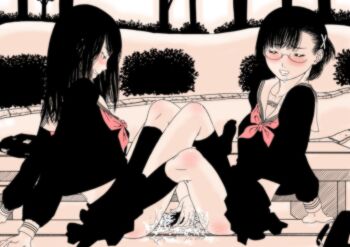 2girls clothed_sex dildo double_dildo glasses gusu hair_ornament hairclip kneehighs multiple_girls object_insertion original outdoors pink_theme plant pussy_juice saliva school_uniform sepia sex sex_toy shared_object_insertion sitting socks vaginal vaginal_object_insertion yuri