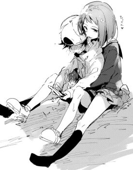 1boy 1girl biting cum flcl handjob hetero nandaba_naota samejima_mamimi tagme