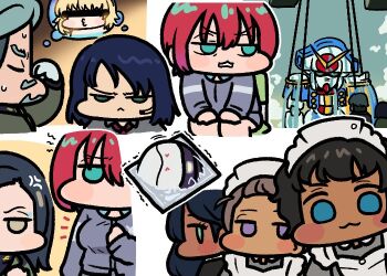 2boys 6+girls amate_yuzuriha aqua_eyes athrun_zala back black_hair blonde_hair blue_hair blush cagalli_yula_athha challia_bull cloud comoli_harcourt dark-skinned_female dark_skin double_bun forehead g_gundam green_eyes gundam gundam_gquuuuuux gundam_rose gundam_seed gundam_seed_freedom hair_bun hanging haro hat is_this_the_rose_of_sharon?_(meme) jacket jazz_jack kanchana lalah_sune long_sleeves looking_at_viewer mecha meme military_jacket military_uniform mobile_suit multiple_boys multiple_girls name_connection outdoors red_hair robot scene_reference science_fiction shirt short_hair sky smile sweatdrop v-fin vani_(gundam) water