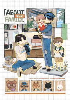 2girls 3boys aion3196 backpack bag bandaid bandaid_on_foot black_background black_hair black_shoes blue_hat blue_jacket blue_pants blue_shirt blue_sky blue_socks book brown_hair brown_shorts candy cardigan carrying carrying_person child closed_eyes collared_shirt cropped_jacket day dress english_text eyewear_strap food furrification furry furry_female furry_male glasses green_sleeves grey_shoes hand_under_clothes hand_under_shirt hat highres holding holding_candy holding_food holding_lollipop jacket lollipop maruko_gaku multiple_boys multiple_girls navel open_cardigan open_clothes open_jacket open_mouth orange_eyes original outline pants parted_bangs patchwork_clothes pinafore_dress purple_scarf raglan_sleeves red_dress red_eyes scarf shirt shoes short_hair shorts sitting sky sleeveless sleeveless_dress socks striped_clothes striped_shirt sweat swirl_lollipop tareme the_hundred_line_-last_defense_academy- tsurime twintails u_u white_shirt white_socks yellow_cardigan yellow_outline