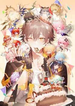 1other 6+boys 6+girls aglaea_(honkai:_star_rail) alternate_form anaxa_(honkai:_star_rail) ancient_greek_clothes animal animal_ear_fluff animal_ears anniversary antenna_hair aqua_bow aqua_bowtie aqua_hair arm_ribbon armor asymmetrical_sleeves asymmetrical_wings black_bodysuit black_boots black_dress black_flower black_gloves black_hair black_hairband black_jacket black_pants black_shirt black_shoes black_shrug black_sleeves black_thighhighs black_tiara blonde_hair blue_bodysuit blue_boots blue_cape blue_dress blue_eyes blue_fire blue_hair blue_ribbon blunt_bangs blush body_markings bodysuit boots bow bowtie braid bright_pupils brown_boots caelus_(honkai:_star_rail) cake camera cape castorice_(honkai:_star_rail) cat_ears cat_girl cat_tail cerydra_(honkai:_star_rail) chimera_(honkai:_star_rail) chinese_clothes chrysos_heirs_(honkai:_star_rail) cipher_(honkai:_star_rail) circlet closed_eyes closed_mouth collarbone colored_inner_hair commentary confetti covered_eyes covered_mouth cracked_skin creature cropped_torso crossed_arms crown cup cyrene_(demiurge)_(honkai:_star_rail) cyrene_(honkai:_star_rail) dan_heng_(honkai:_star_rail) dan_heng_(permansor_terrae)_(honkai:_star_rail) detached_sleeves dragon_boy dragon_horns dress drill_hair drinking drinking_glass dromas_(honkai:_star_rail) dual_persona earrings eating empty_eyes evernight_(honkai:_star_rail) everyone eyelashes eyepatch facial_mark fang fingerless_gloves fingernails fire floating_hair flower flower-shaped_pupils flower_ornament flying food food_on_face food_on_head fork from_side full_body gauntlets gladiator_sandals gloves gold_armor gold_earrings gold_necklace gold_sandals gradient_hair greco-roman_clothes green_hair green_ribbon grey_eyes grey_hair grey_pupils hair_between_eyes hair_bow hair_flower hair_ornament hair_over_one_eye hair_ribbon hair_tubes hairband hairclip halo halo_behind_head hand_on_own_face handkerchief hands_up hat hat_ornament head_wreath holding holding_camera holding_cup holding_fork holding_handkerchief holding_jar holding_plate honkai:_star_rail honkai_(series) hood hooded_bodysuit hooded_jacket horns hyacine_(honkai:_star_rail) hysilens_(honkai:_star_rail) icing jacket jar jewelry lapels laurel_crown leaf_hair_ornament little_ica_(honkai:_star_rail) long_hair long_hair_between_eyes long_sleeves looking_at_another looking_down looking_up low_ponytail low_twintails march_7th_(honkai:_star_rail) medium_hair mini_crown mini_person mini_wings miniboy minigirl mismatched_sleeves multicolored_eyes multicolored_hair multicolored_ribbon multiple_boys multiple_girls mydei_(honkai:_star_rail) nail_polish necklace notice_lines object_on_head one_eye_closed open_clothes open_jacket open_mouth orange_eyes orange_hair pants pantyhose pegasus pet phainon_(honkai:_star_rail) phainon_(khaslana)_(honkai:_star_rail) pink_eyes pink_hair pink_pupils plate pointed_crown pointy_ears pom-pom_(honkai:_star_rail) ponytail puffy_long_sleeves puffy_short_sleeves puffy_sleeves purple_bow purple_dress purple_eyes purple_flower purple_hair purple_ribbon rabbit_ears red_cape red_dress red_eyes red_flower red_hat red_nails red_ribbon ribbon sample_watermark sandals shadow shirt shoes short_hair short_sleeves shoulder_armor shrug_(clothing) siblings side_braid single_bare_shoulder single_braid single_earring single_gauntlet single_glove single_hair_tube sitting sleeveless sleeveless_dress smile socks sparkle spiked_hair star-shaped_pupils star_(symbol) string_of_flags sun_symbol symbol-shaped_pupils t-shirt tail tassel tassel_earrings thighhighs tiara topknot trailblazer_(honkai:_star_rail) trianne_(honkai:_star_rail) tribbie_(honkai:_star_rail) trinnon_(honkai:_star_rail) triplets twintails two-sided_cape two-sided_fabric two-sided_jacket two-tone_dress untranslatable_commentary upper_body v-shaped_eyebrows very_long_hair waist_cape watermark wavy_hair white_armor white_dress white_flower white_hair white_jacket white_pantyhose white_pupils white_shirt white_shoes white_sleeves white_socks wide_sleeves wings yellow_background yellow_cape yellow_eyes yellow_jacket yomi4310