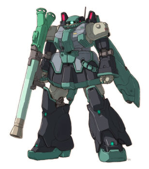 3d bazooka_(gundam) cable clenched_hand commentary_request cosplay crossover derivative_work gun gundam hatsune_miku hatsune_miku_(cosplay) machinery mecha mecha_focus mobile_suit mobile_suit_gundam no_humans one-eyed original radio_antenna realistic red_eyes redesign robot science_fiction signature solo tessaku_ro thrusters vocaloid weapon white_background zaku zaku_ii zeon