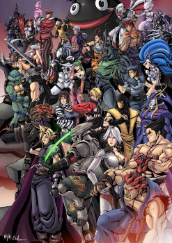 Rule 34 | 6+boys, 6+girls, akuma (street fighter), alien, alien (series), alien vs. predator, animal, arc system works, armor, assassin's creed, assassin's creed (series), belt, black hair, blade, blazblue, blonde hair, blue eyes, blue hair, bra, breasts, brown eyes, brown hair, capcom, carol (skullgirls), castlevania (series), christie (doa), claws, cleavage, closed eyes, cloud strife, cornell, crimson viper, crossover, cyrax (mortal kombat), dark skin, darkstalkers, dead or alive, demon, dissidia 012 final fantasy, dissidia final fantasy, dragon ball, dragonball z, epic, eternal champions, evil ryu, ezio auditore da firenze, fatal fury, felicia (darkstalkers), fernandez, final fantasy, fingerless gloves, ganondorf, gen 1 pokemon, gloves, glowing, glowing eyes, green eyes, green hair, gun, hakumen, hand fan, hat, headband, highres, hood, huge breasts, jacket, jedah, jill valentine, killer instinct, konami, large breasts, legendary pokemon, leonardo (tmnt), linn kurosawa, lips, long hair, m. bison, majin buu, mask, mewtwo, michelle chang, midknight, mishima kazuya, morrigan aensland, mortal kombat (series), multiple boys, multiple girls, namco, nightmare (soulcalibur), ninja gaiden, nintendo, nose, open mouth, painwheel (skullgirls), pants, pokemon, pokemon (creature), predator (series), purple eyes, rareware, red eyes, red hair, resident evil, rock howard, ryu (street fighter), ryu hayabusa, sabrewulf, scar, scarf, scorpion (mortal kombat), shiranui mai, short hair, short shorts, shorts, skullgirls, snk, soul calibur, square enix, standing, street fighter, super smash bros., sword, tecmo, teenage mutant ninja turtles, tekken, the king of fighters, the legend of zelda, underwear, waku waku 7, weapon, werewolf, white eyes, white hair, yellow eyes, yoshimitsu (namco)