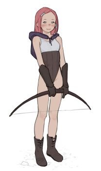 Rule 34 | 1girl, absurdres, animification, bad id, bad pixiv id, baldur's gate, blush, boots, bow (weapon), brown boots, brown gloves, brown leotard, closed mouth, commentary, commission, detached hood, dungeons & dragons, english commentary, full body, gloves, grey eyes, highleg, highleg leotard, highres, holding, holding bow (weapon), holding weapon, hood, hood down, imoen, leotard, long hair, looking at viewer, luimiart, pixiv commission, red hair, simple background, smile, solo, standing, weapon, white background