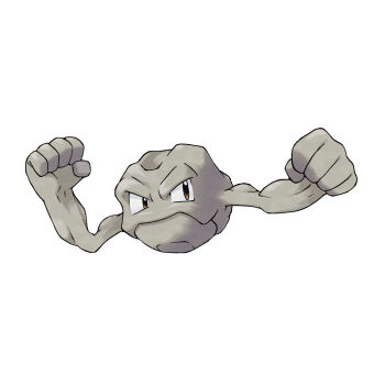 Rule 34 | brown eyes, clenched hands, closed mouth, full body, gen 1 pokemon, geodude, nintendo, no humans, official art, pokemon, pokemon (creature), pokemon focus, pokemon frlg, simple background, solo, sugimori ken, third-party source, white background