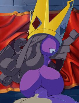 1girl absurdres animated animated_gif anus ass black_gloves black_hair blue_lips colored_skin crown curly_hair doggystyle elbow_gloves ghost gloves highres huge_ass humanization lips lipstick long_hair looking_back makeup mario_(series) monster monster_girl nintendo no_eyes paper_mario paper_mario:_the_thousand-year_door penis personification pov purple_skin pussy pussy_juice sex sex_from_behind shadow_queen solo_focus the_boogie thick_lips top-down_bottom-up uncensored vaginal