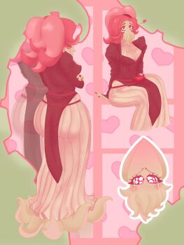 Rule 34 | 1girl, crying, crying with eyes open, cthulhu mythos, dress, highres, ln'eta, long hair, looking at viewer, meme, neta, pink hair, ponytail, rex xir, sitting, solo, squid, striped clothes, striped dress, sucker for love, tears, vertical-striped clothes, vertical-striped dress, white dress