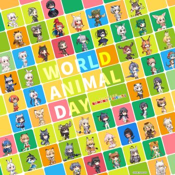 african_elephant_(kemono_friends) alpaca_suri_(kemono_friends) american_beaver_(kemono_friends) animal_ears arabian_oryx_(kemono_friends) arctic_fox_(kemono_friends) arctic_hare_(kemono_friends) aurochs_(kemono_friends) bactrian_camel_(kemono_friends) black_rhinoceros_(kemono_friends) blue_whale_(kemono_friends) caracal_(kemono_friends) chevrotain_(kemono_friends) chinese_white_dolphin_(kemono_friends) common_dolphin_(kemono_friends) common_raccoon_(kemono_friends) emperor_penguin_(kemono_friends) eurasian_eagle_owl_(kemono_friends) extra_ears ezo_red_fox_(kemono_friends) fennec_(kemono_friends) gentoo_penguin_(kemono_friends) giant_panda_(kemono_friends) golden_eagle_(kemono_friends) golden_snub-nosed_monkey_(kemono_friends) western_lowland_gorilla_(kemono_friends) greater_bird-of-paradise_(kemono_friends) grey_wolf_(kemono_friends) highres hippopotamus_(kemono_friends) humboldt_penguin_(kemono_friends) jaguar_(kemono_friends) japanese_black_bear_(kemono_friends) japanese_crested_ibis_(kemono_friends) kemono_friends kemono_friends_kingdom king_cobra_(kemono_friends) least_weasel_(kemono_friends) lion_(kemono_friends) looking_at_viewer mexico_salamander_(kemono_friends) moose_(kemono_friends) mouflon_(kemono_friends) mountain_hare_(kemono_friends) multiple_girls northern_white-faced_owl_(kemono_friends) official_art panther_chameleon_(kemono_friends) paw_stick peafowl_(kemono_friends) plains_zebra_(kemono_friends) red_junglefowl_(kemono_friends) reindeer_(kemono_friends) reticulated_giraffe_(kemono_friends) rockhopper_penguin_(kemono_friends) royal_penguin_(kemono_friends) saltwater_crocodile_(kemono_friends) sand_cat_(kemono_friends) scarlet_macaw_(kemono_friends) serval_(kemono_friends) shoebill_(kemono_friends) silver_fox_(kemono_friends) simple_background stoat_(kemono_friends) superb_bird-of-paradise_(kemono_friends) tail tsuchinoko_(kemono_friends) weapon white_rhinoceros_(kemono_friends)