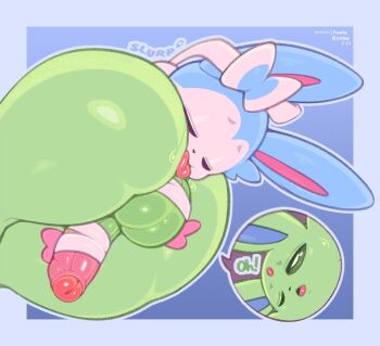 2boys alternate_color anilingus animal_ears ass ass_focus back between_buttocks bow butt_crack closed_eyes erection espeon fang forehead_jewel frumples furry gen_2_pokemon gen_6_pokemon green_eyes hair_bow half-closed_eyes happy huge_ass large_penis large_testicles licking lying male_focus multiple_boys nintendo nude one_eye_closed open_mouth oral penis plump pokemon pokemon_(creature) ribbon saliva shiny_pokemon shiny_skin simple_background sweat sylveon tail testicles thick_thighs thighs tied_penis tongue tongue_out trap tucked_penis uncensored wide_hips yaoi