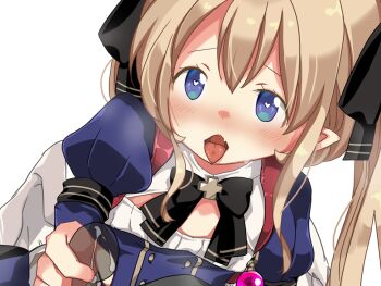 Rule 34 | 1boy, 1girl, angel, angel wings, ariel (oukoku no shugo tenshi), black bow, blue dress, blue eyes, blush, bow, breasts, brown hair, cleavage cutout, clothing cutout, dress, drooling, feathered wings, game cg, hair between eyes, handjob, heart, heart in eye, heavy breathing, hikaru (sgst), juliet sleeves, large variant set, long hair, long sleeves, looking at penis, non-web source, open mouth, oukoku no shugo tenshi, penis, pointy ears, precum, puffy sleeves, raised inner eyebrows, see-through body, sidelocks, simple background, small breasts, sweat, symbol in eye, tareme, tongue, tongue out, transparent background, twintails, underbust, variant set, very long hair, white wings, wings