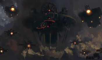 6+boys artist_name assailant_astro_toilet carrier_astro_toilet cloud cloud_ruan99543 cloudy_sky commentary core destructor_astro_toilet energy_gun english_commentary floating flying glasses glowing glowing_eyes helmet highres iron_halo laser_cannon looking_at_viewer looking_down mask mothership_astro_toilet multiple_boys obliterator_astro_toilet plasma_cannon red_light skibidi_toilet_(series) sky toilet weapon